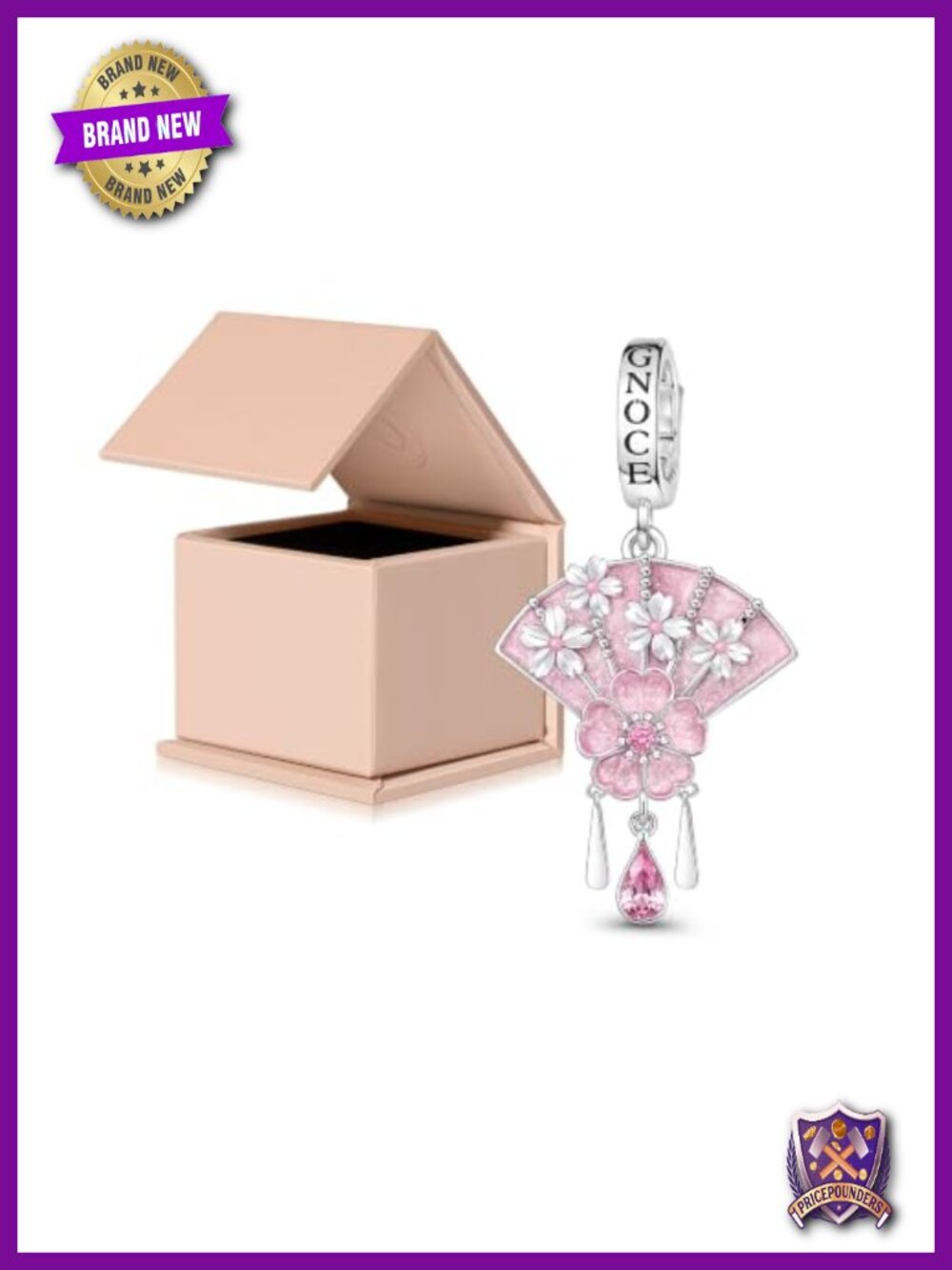 Silver Plated Japanese Fan Charm Bead for Bracelet